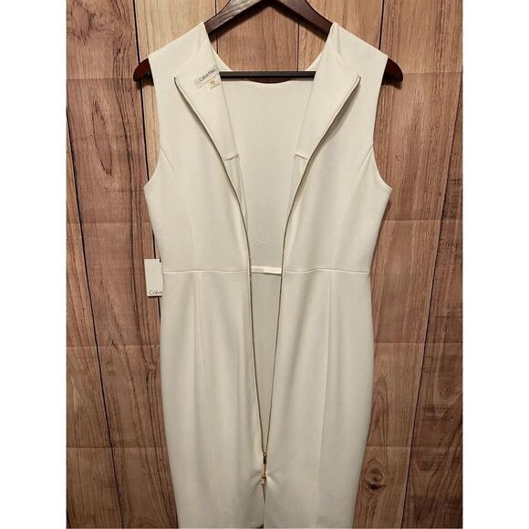Calvin Klein size 10 NWT White Sleeveless Round Neck Back Zip Sheath Dress - Picture 8 of 13